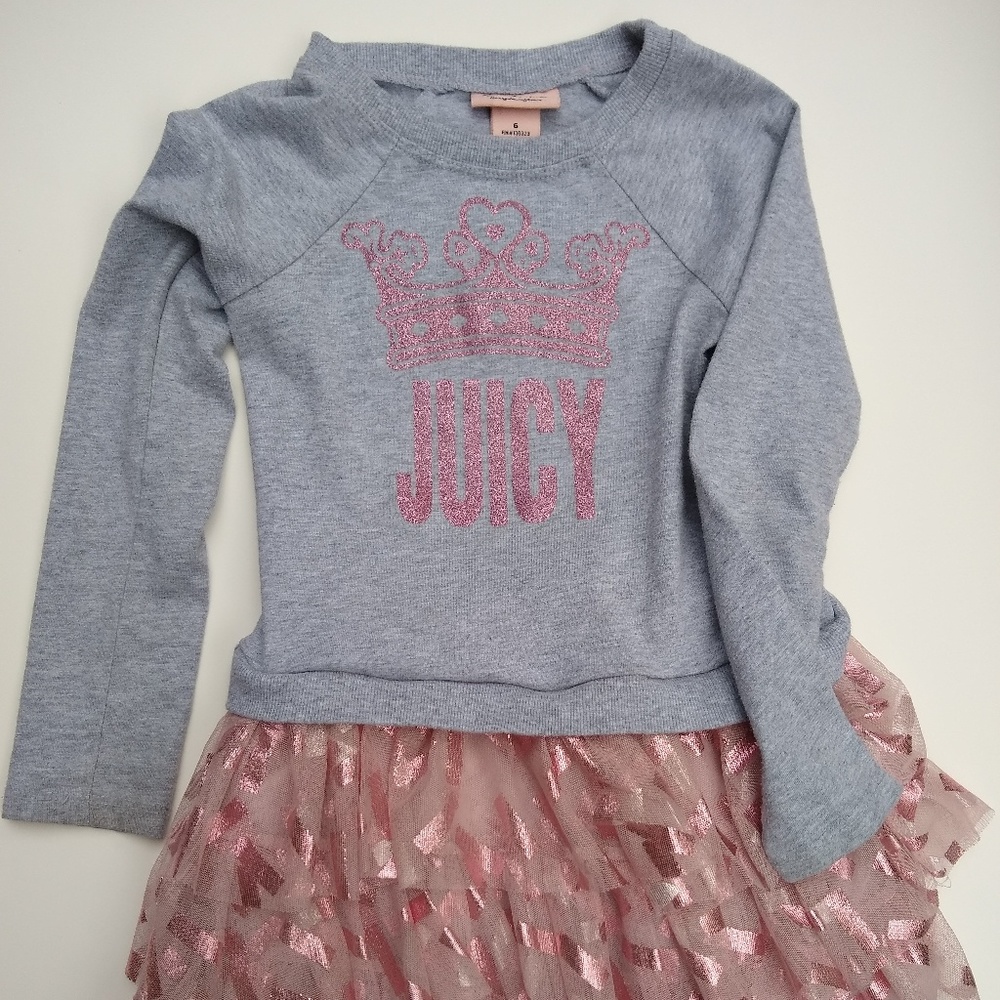 Girls Juicy Couture pink/gray dress size 6
